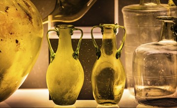 Glass vessels, 3rd-4th century, National Archaeological Museum, Villa Cassis Faraone, UNESCO World