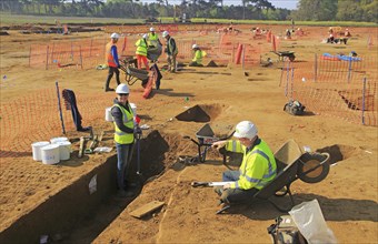 Archeological excavations during summer 2017 at Bawdsey, Suffolk, England, UK