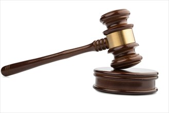 Auction gavel, judge's gavel against a white background, studio