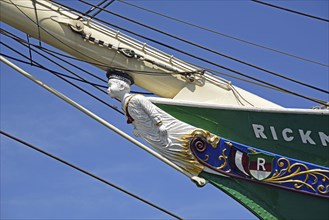 Europe, Germany, Hamburg, Elbe, harbour, Rickmer Rickmers, museum ship, Baumwall, figurehead,