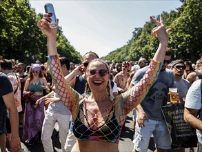 Techno fans celebrate in Berlin Rave the Planet, Berlin, 08.07.2023