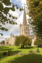 St John the Baptist church with spire, Burford, Oxfordshire, England, UK