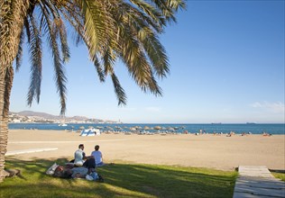 Playa de Malagueta sandy beach, Malaga, Spain, Europe