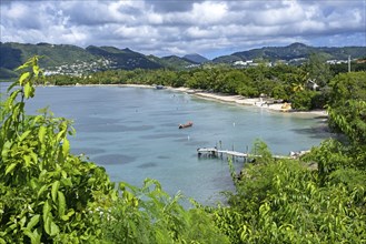 View over Le Marin bay and beach seen from Sainte-Anne on the south side of the French island of