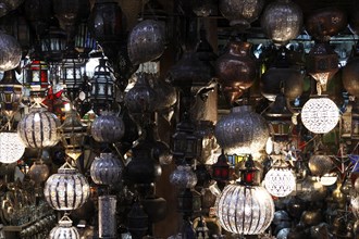 Lamps in the souk of Marrakech, Morocco, Africa