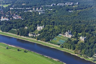 The three Elbe castles on the banks of the Elbe, Albrechtsberg Castle, Villa Stockhausen, Eckberg