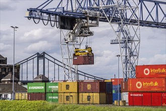 Container terminal at the Rhine port of Krefeld, inland port, 4th largest public port in North