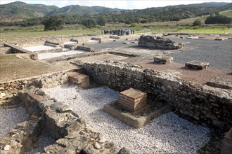 Excavated Roman town of Turobrigo at Aroche, Sierra de Aracena, Huelva province, Spain, Europe