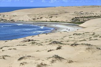 Sand dunes and sandy beach near the village Barra de Valizas, seaside resort, balneario along