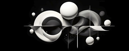 AI generated digital art canvas that comes alive with a fusion of geometric shapes in black and