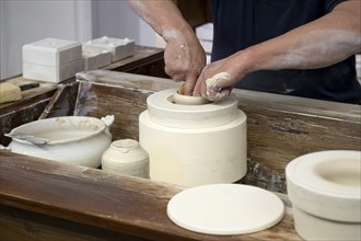 Making of pottery at the Meissen Porcelain Manufactory, Meissen, Saxony, Germany, Europe