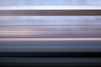 Long exposure from a moving train, Frankfurt am Main, Hesse, Germany, Europe