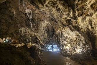 The Hohle Stein cave in the Swabian Alb. Ice age cave in the Achtal valley, site of important