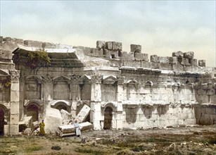 Temple of the Sun, square chamber, Baalbek, Holy Land, Lebanon, c. 1890, Historic, digitally