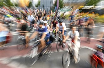 Cycling and environmental organisations demonstrate against transport policy. The bicycle