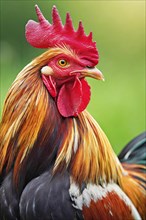 Rooster (Gallus gallus domesticus), male domestic fowl, portrait, AI generated, AI generated