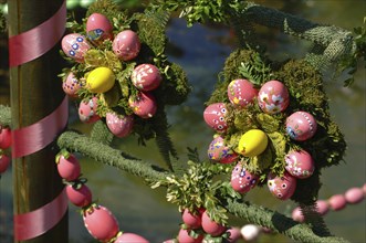 Easter custom, Easter fountain in Franconian Switzerland, detail, here in Bieberbach, district of