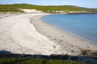 Sandy beach at Bagh a Deas, South Bay, Vatersay island, Barra, Outer Hebrides, Scotland, UK