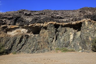 Interesting geological rock formations at Ajuy, Fuerteventura, Canary Islands, Spain, Europe