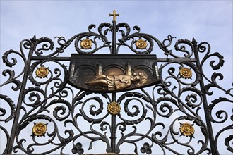 Part of the monument commemorating the drowning of St John Nepomuk on Charles Bridge, Prague, Czech