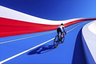 Series of vertical staggered lines suggesting the rhythm and speed of cyclists at olympic games,