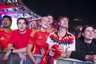 Fans of the Spanish team after the 2:1 goal at the Adidas fan zone at the Bundestag during the