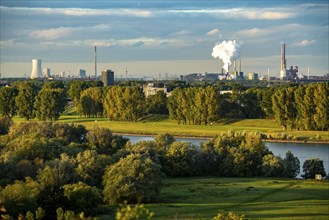 View over the Rhine landscape near Duisburg, to the north, Thyssenkrupp Steel, Bruckhausen