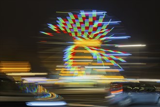 Augustus Market in Dresden. Ferris wheel with road traffic, Dresden, Saxony, Germany, Europe