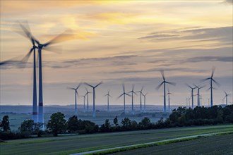 Wind farm, south of the village of Helmern, belongs to Bad Wünnenberg, Paderborn district, OWL,