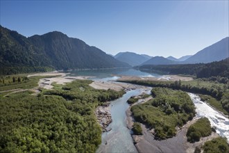 Upper Isar at the Sylvenstein reservoir, Isar at the inlet to the Sylvensteinsee, near Lenggries,