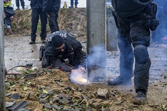 Beginning of the eviction of the Lützerath hamlet, camp of climate activists and squatters, at the