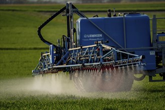 Crop protection products are sprayed on a field near Grevenbroich, Germany, Europe