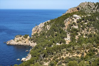 Villas on the cliffs in the north-west of the island, near Alconàsser, Serra de Tramuntana,