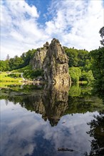 The Externsteine, a sandstone rock formation, Wiembecketeich, in the Teutoburg Forest, near