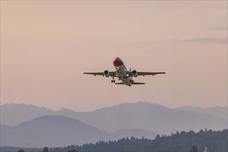 Edelweiss Air aircraft taking off at Zurich Airport, Switzerland, Europe