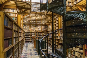 Beautiful library with old books, Benedictine Abbey Maria Laach, Eifel, Rhineland-Palatinate,