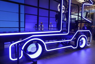 Light installation in the shape of a truck lights up at the ZF Friedrichshafen AG stand, IAA