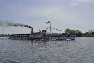 Europe, Germany, Schleswig-Holstein, Elbe, paddle steamer Kaiser Wilhelm, built 1899/ 1900 in