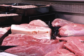 Variation of fine meat products in the butcher's shop