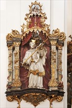 Sculpture of a saint in the baroque St Andrew's Church, 1697-1717, Stadtamhof, Regensburg, Upper