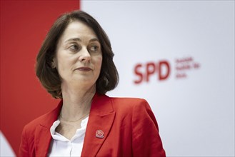 Katarina Barley, SPD lead candidate for the European elections, at a press conference in Berlin, 12