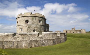 Historic buildings at Pendennis Castle, Falmouth, Cornwall, England, UK