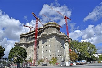 Europe, Germany, Hanseatic City of Hamburg, St. Pauli, former bunker on Feldstrasse, construction