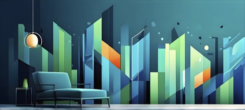 Abstract wallpaper illustration symbolizing finance and business, AI generated