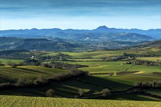 View on the chain of Domes, Natural regional park of Volcans d'Auvergne, UNESCO World Heritage, Puy