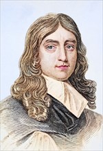 John Milton, 1608-1674, English poet, illustration from Old England's Worthies, published around