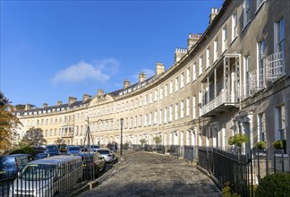 Georgian crescent of Somerset Place, Bath, Somerset, England, UK architect John Eveleigh started