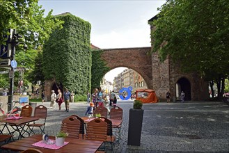 Europe, Germany, Bavaria, Munich, Old Town, Sendlinger Tor, Part of the old city wall, View into