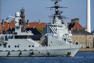 Patrol boats P520, Diana, at Holmen naval base, museum ship frigate Peder Skram, Copenhagen,