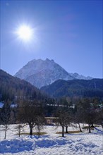 Piz Lavetscha near Scuol, in winter, Engadin, Graubünden, Switzerland, Europe